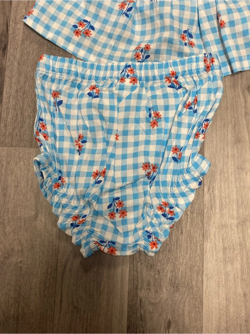 Cat & Jack Blue Gingham Floral Diaper Cover Set